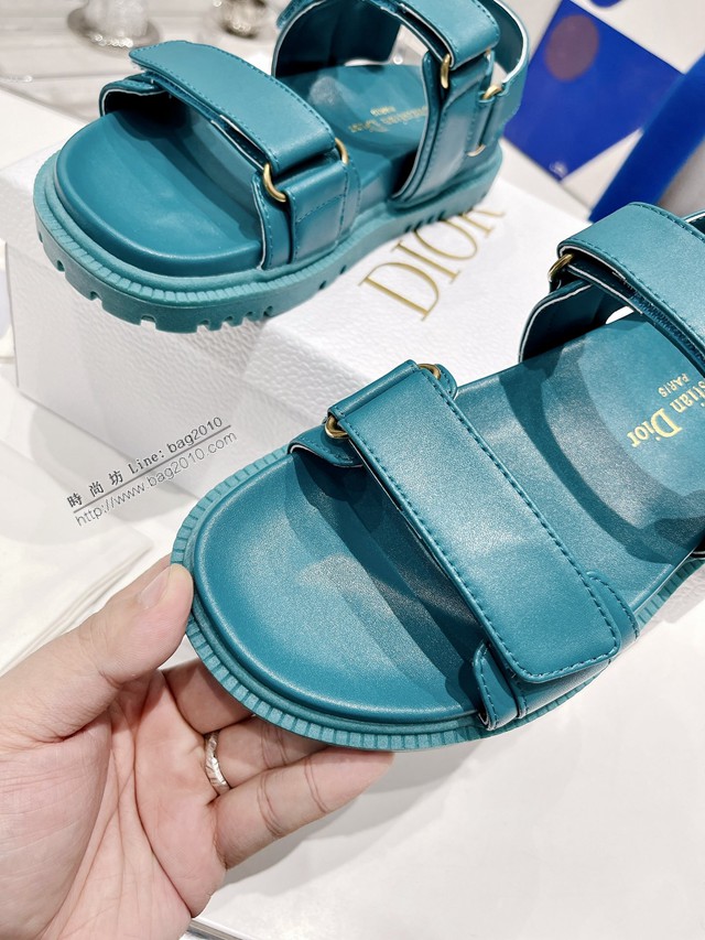 Dior迪奧2022新款新色系魔術貼涼鞋原版複刻專櫃純色系沙灘涼鞋女士涼鞋 dx3084